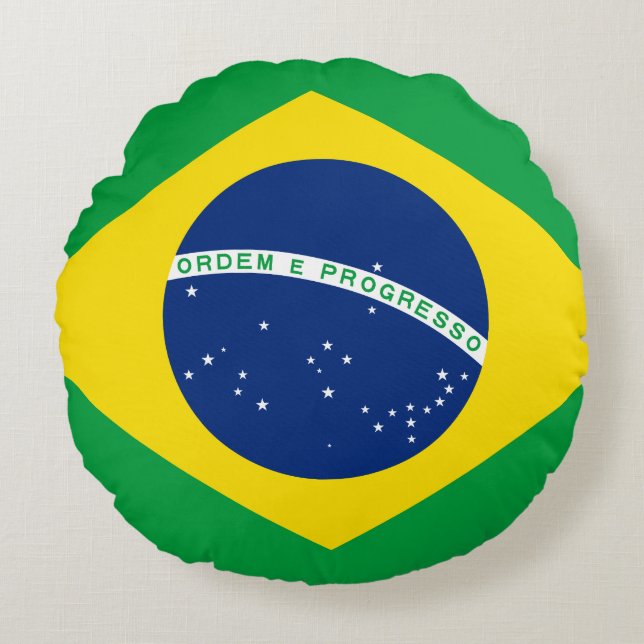 Cojín Redondo Bandera de Brasil (brasileño) (Anverso)