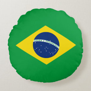 Cojín Redondo Bandera de Brasil Patriótica