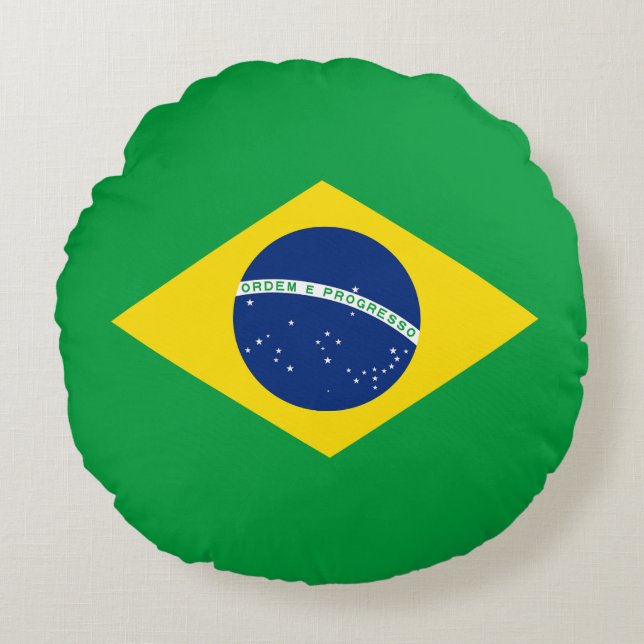 Cojín Redondo Bandera de Brasil Patriótica (Anverso)