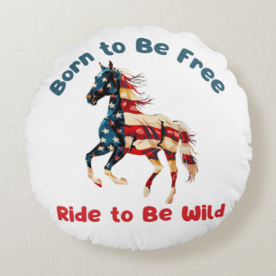 Cojín Redondo Bandera de caballo América