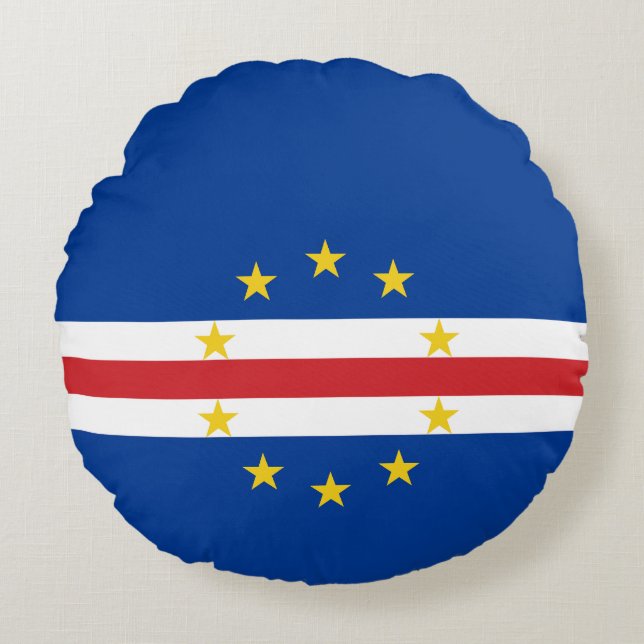 Cojín Redondo Bandera de Cabo Verde (Anverso)