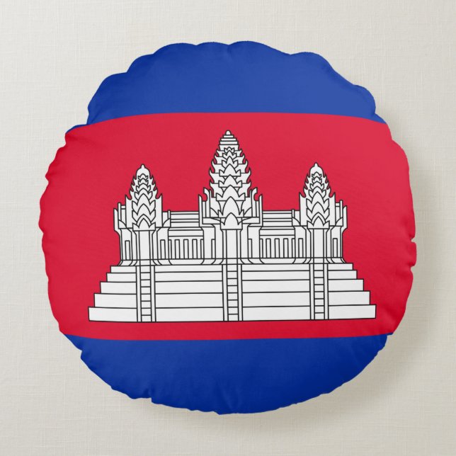 Cojín Redondo Bandera de Camboya (Anverso)