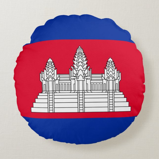 Cojín Redondo Bandera de Camboya (Anverso)