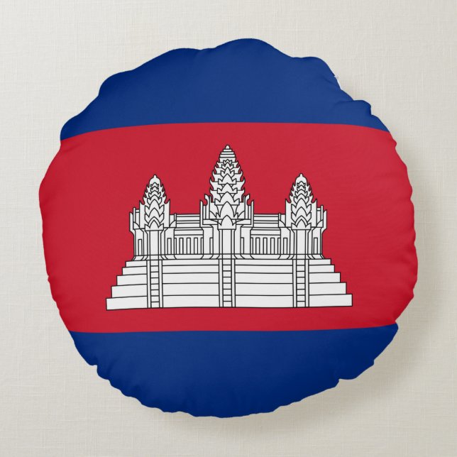 Cojín Redondo Bandera de Camboya (Reverso)