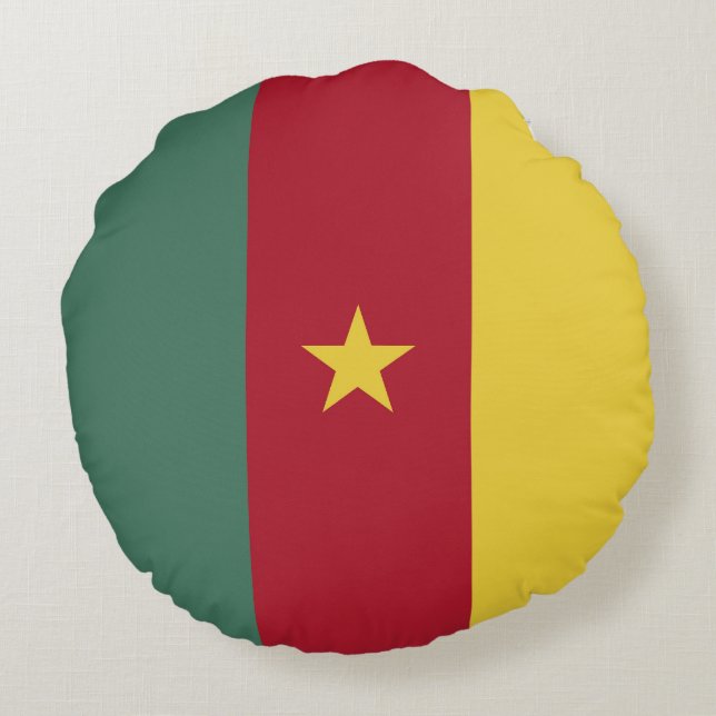 Cojín Redondo Bandera de Camerún (Reverso)