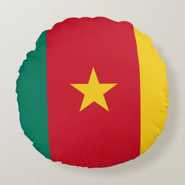 Cojín Redondo Bandera de Camerún (Anverso)