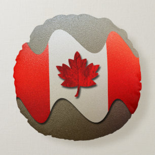 Cojín Redondo Bandera de Canadá cromada por Shirley Taylor