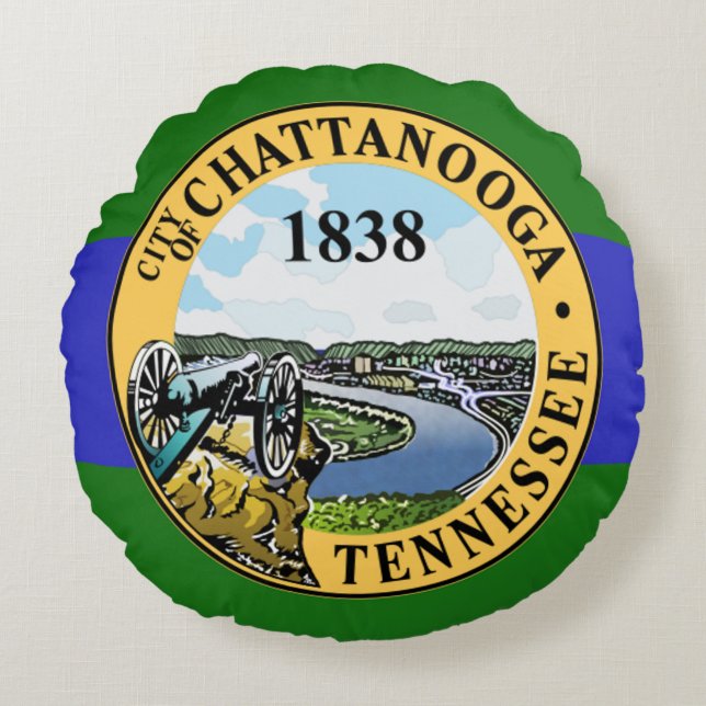 Cojín Redondo Bandera de Chattanooga (Tennessee) (Anverso)