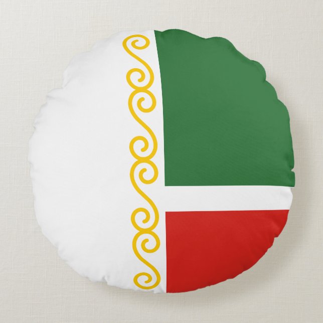 Cojín Redondo Bandera de Chechenia (Anverso)
