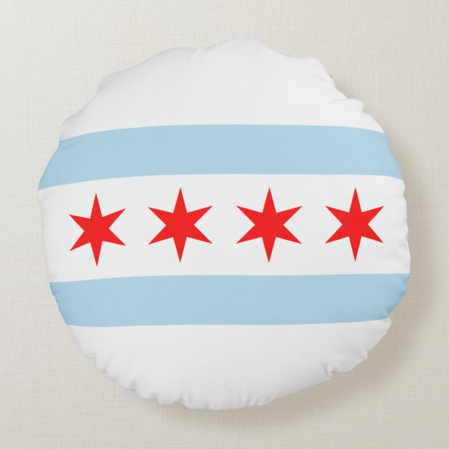 Cojín Redondo Bandera de Chicago (Illinois) (Reverso)