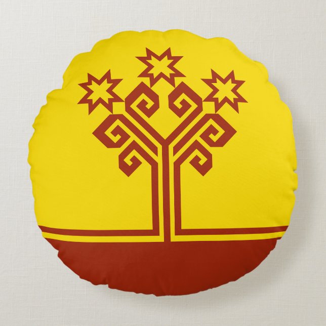 Cojín Redondo Bandera de Chuvasia (Anverso)