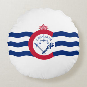 Cojín Redondo Bandera de Cincinnati (Ohio)