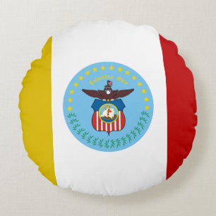 Cojín Redondo Bandera de Colón (Ohio)
