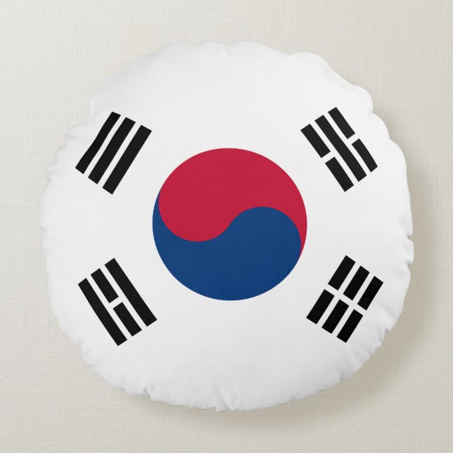 Cojín Redondo Bandera de Corea del Sur (Anverso)