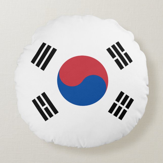 Cojín Redondo Bandera de Corea del Sur (Anverso)