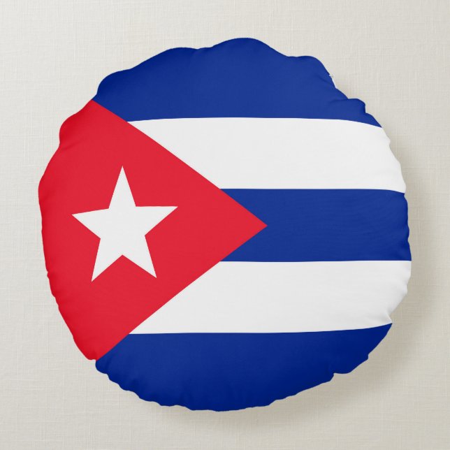 Cojín Redondo Bandera de Cuba (Reverso)