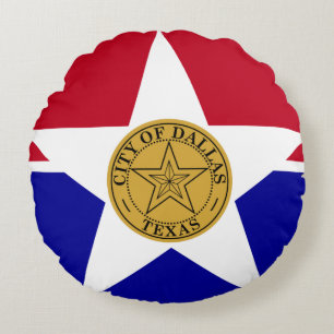 Cojín Redondo Bandera de Dallas, Texas Round Pillow