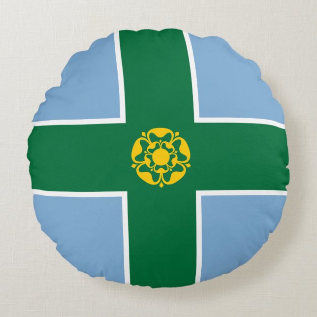 Cojín Redondo Bandera de Derbyshire (condado de Inglaterra, Rein (Anverso)