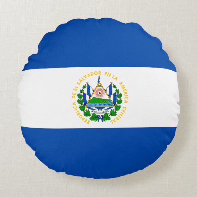 Cojín Redondo Bandera de El Salvador (Anverso)