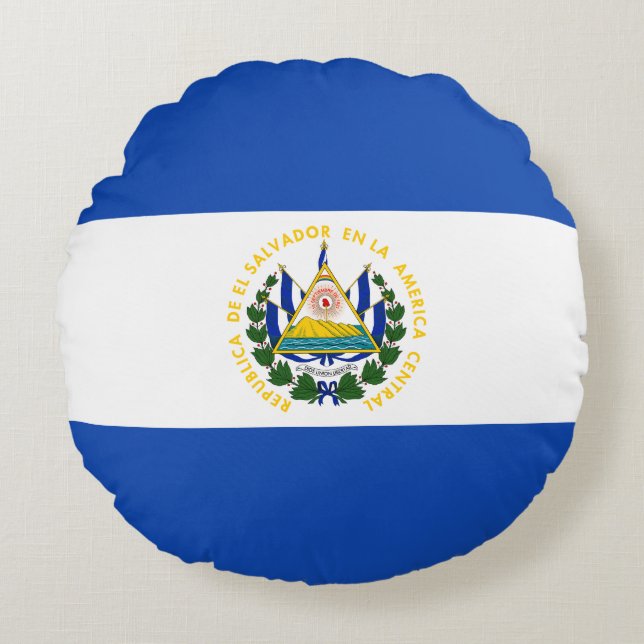 Cojín Redondo Bandera de El Salvador (Anverso)