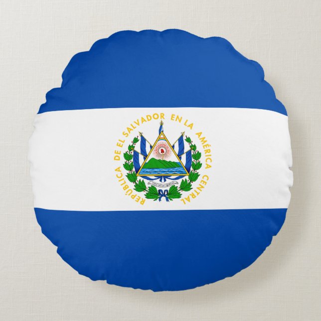 Cojín Redondo Bandera de El Salvador (Anverso)