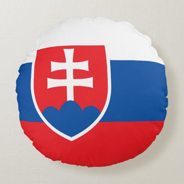 Cojín Redondo Bandera de Eslovaquia (Anverso)