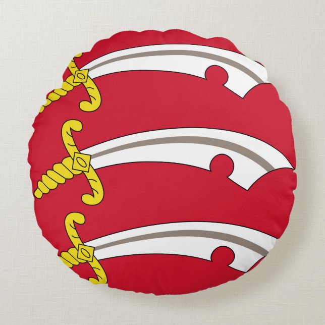 Cojín Redondo Bandera de Essex (condado del Reino Unido) (Anverso)