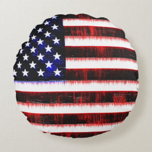 Cojín Redondo Bandera de Estados Unidos - Estados Unidos, lloviz