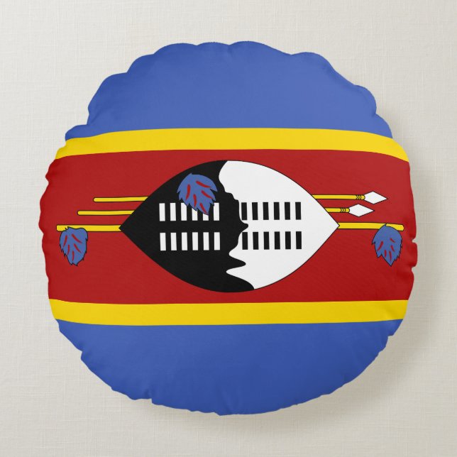 Cojín Redondo Bandera de Eswatini (Anverso)