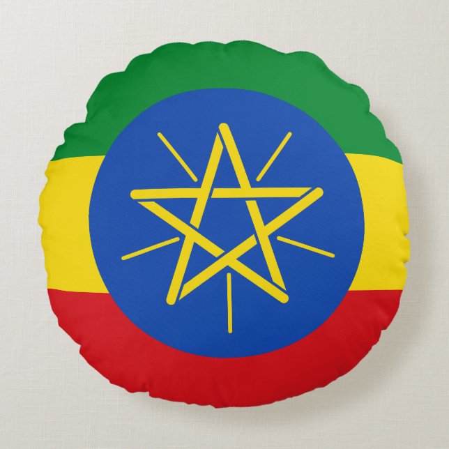 Cojín Redondo Bandera de Etiopía (Anverso)
