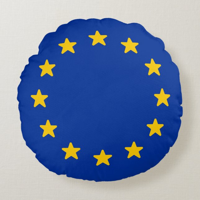 Cojín Redondo Bandera de Europa (Anverso)