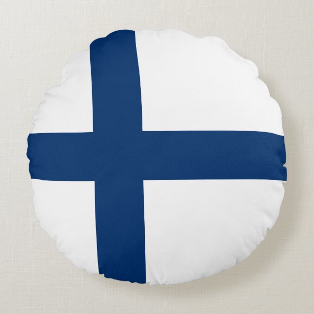 Cojín Redondo Bandera de Finlandia (Anverso)