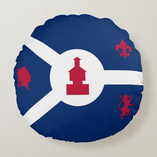 Cojín Redondo Bandera de Fort Wayne (Indiana) City (Anverso)