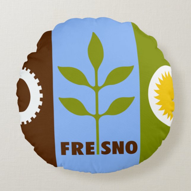 Cojín Redondo Bandera de Fresno (California) City (Anverso)