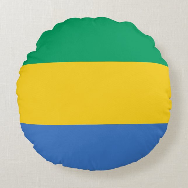 Cojín Redondo Bandera de Gabón (Anverso)