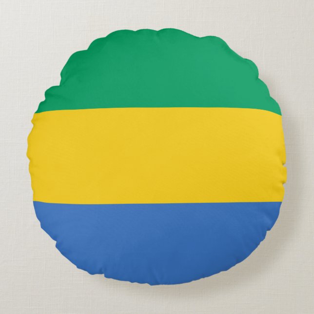 Cojín Redondo Bandera de Gabón (Anverso)