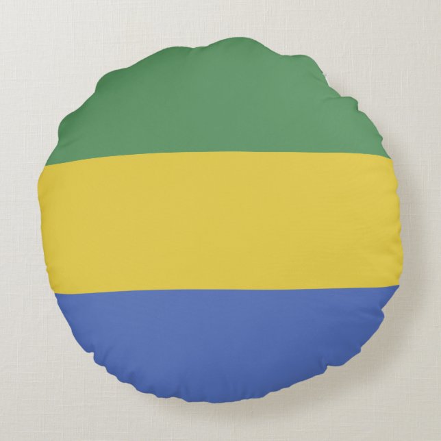 Cojín Redondo Bandera de Gabón (Reverso)