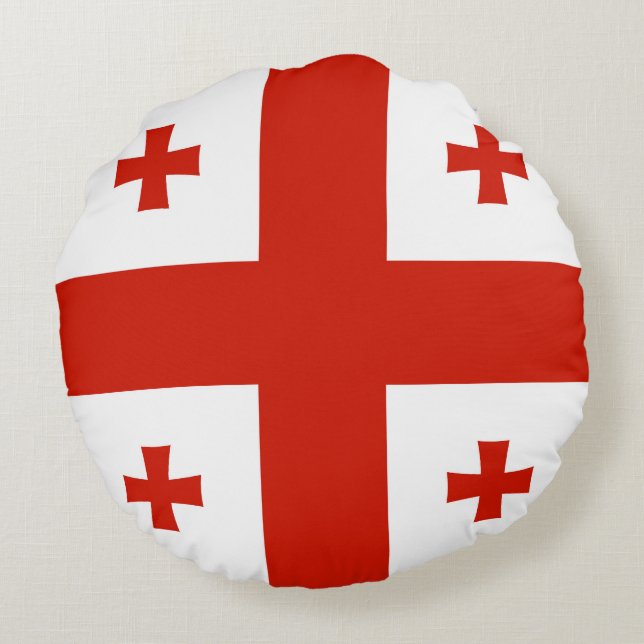 Cojín Redondo Bandera de Georgia (Reverso)