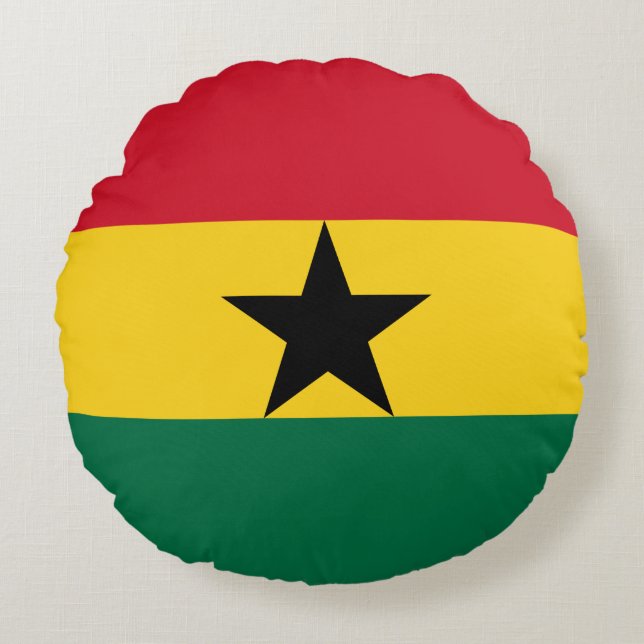 Cojín Redondo Bandera de Ghana (Anverso)