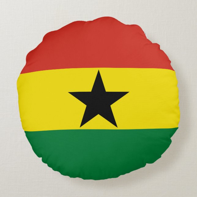 Cojín Redondo Bandera de Ghana (Reverso)