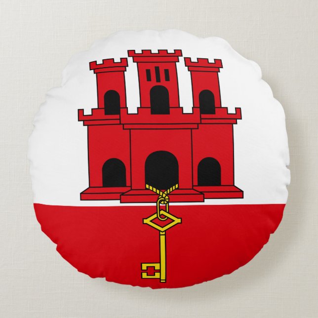 Cojín Redondo Bandera de Gibraltar (Anverso)