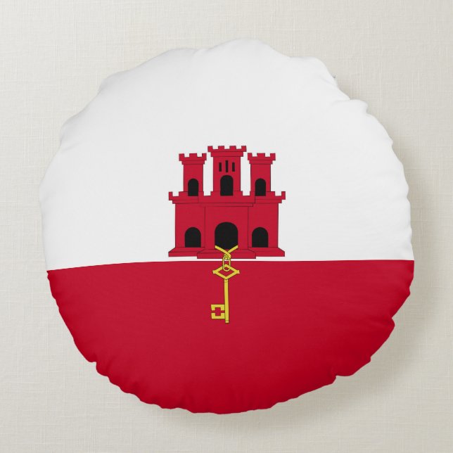 Cojín Redondo Bandera de Gibraltar (Reverso)