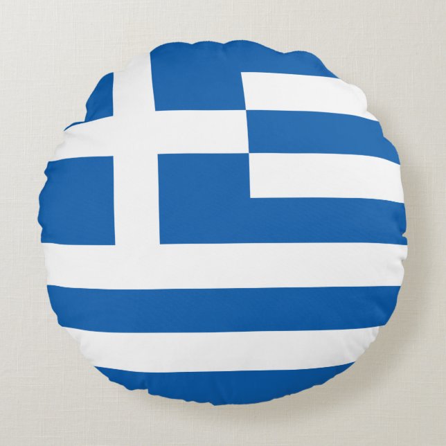 Cojín Redondo Bandera de Grecia (Anverso)
