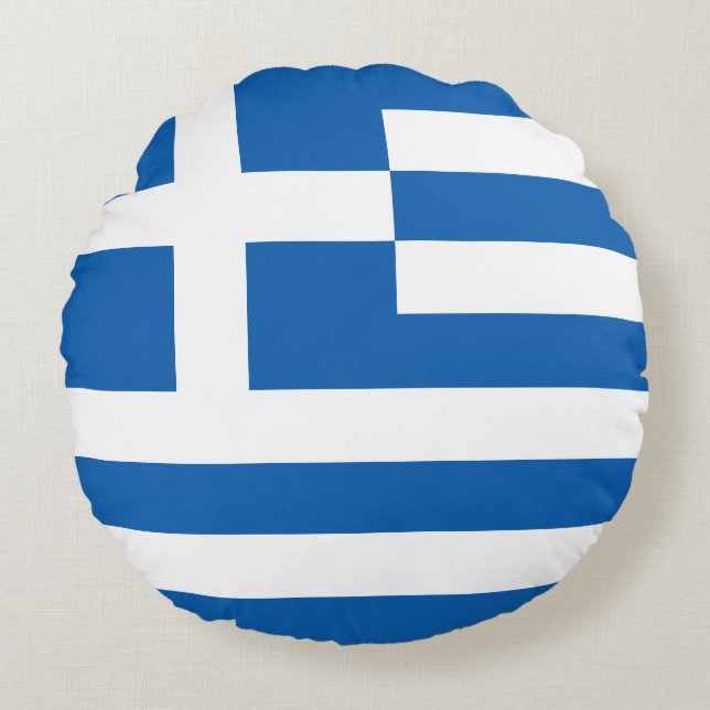 Cojín Redondo Bandera de Grecia (Anverso)