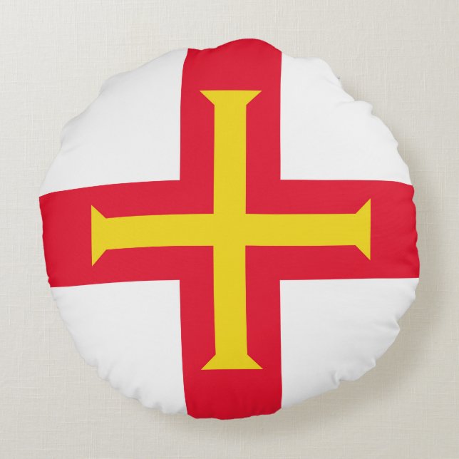 Cojín Redondo Bandera de Guernsey (Reverso)