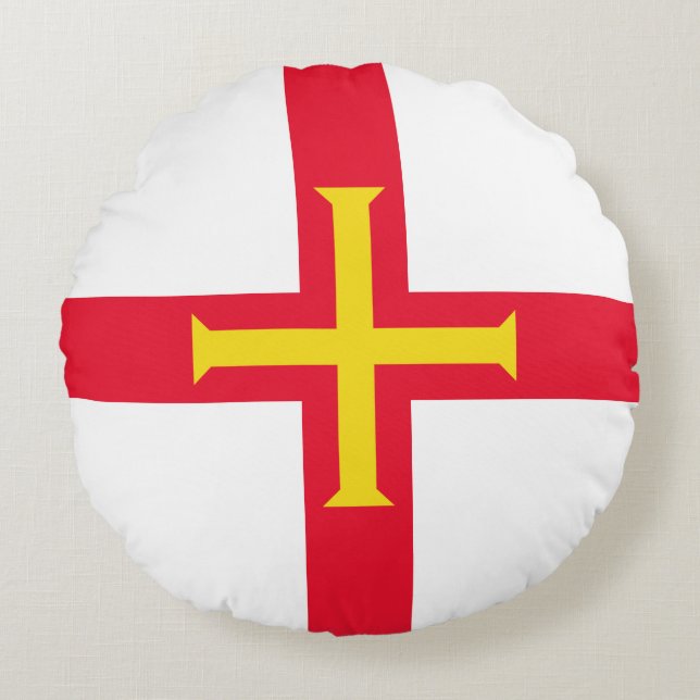 Cojín Redondo Bandera de Guernsey (Anverso)