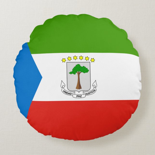 Cojín Redondo Bandera de Guinea Ecuatorial (Anverso)