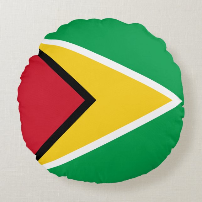 Cojín Redondo Bandera de Guyana (Anverso)