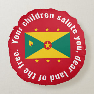 Cojín Redondo Bandera de Guyana Himno Nacional Rojo Verde Amaril