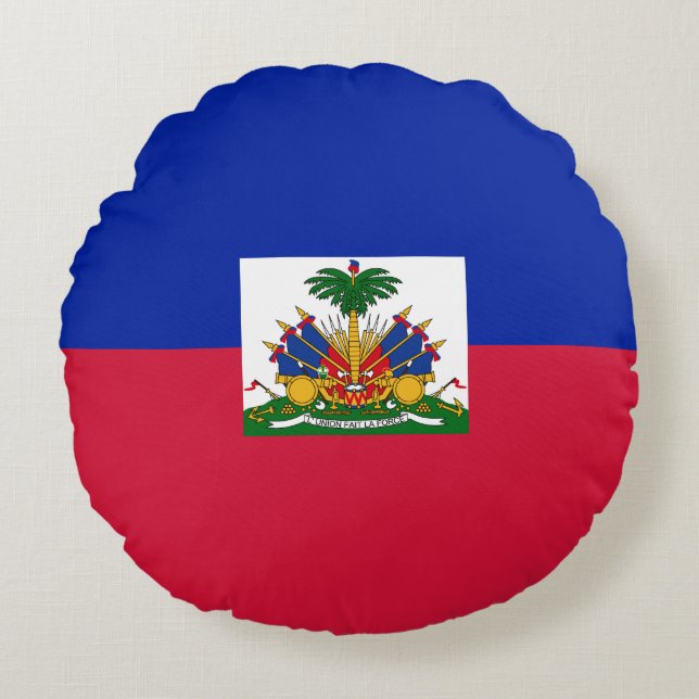 Cojín Redondo Bandera de Haití (haitiana) (Anverso)